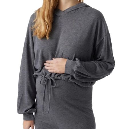 Sweat à Capuche Gris Femme Mamalicious Cassie