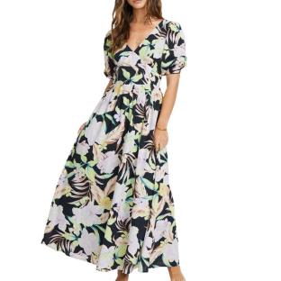 Robe Noir à Fleurs Femme Billabong Tropical Escape