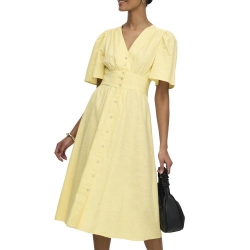 Robe Jaune Femme JDY Nora 2/4 Midi