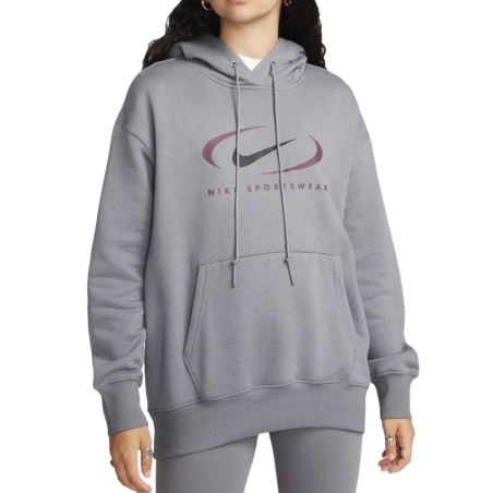 Sweat Capuche Gris Foncé Femme Nike Swsh