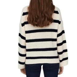 Pull Blanc/Noir Femme JDY Stripe Pullover