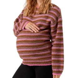 Pull de Grossesse Rose/Marron Femme Mamalicious Sandra