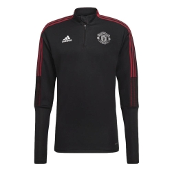 Manchester United Sweat 1/4 zip Noir Homme Adidas 21/22