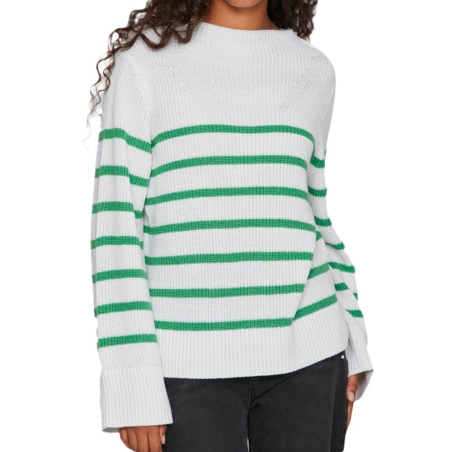 Pull Blanc/Vert Femme Vila Stripe