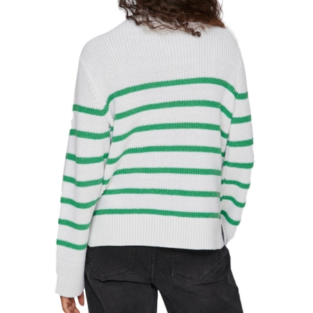 Pull Blanc/Vert Femme Vila Stripe