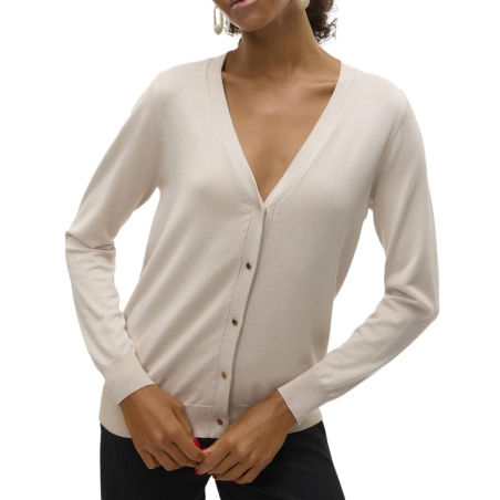 Gilet Beige Femme Vero Moda Silje V-neck Cardigan Moonbeam