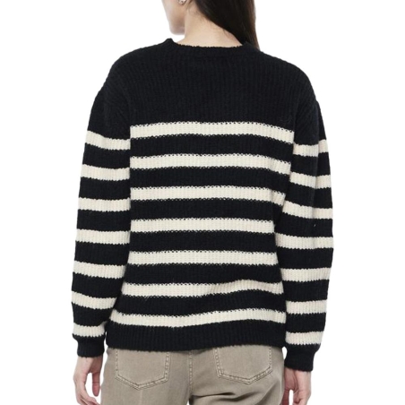 Pull Noir/Blanc Femme Pieces Klara