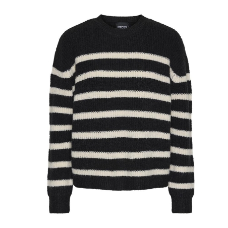 Pull Noir/Blanc Femme Pieces Klara