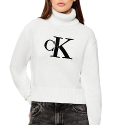 Pull Blanc Femme Calvin Klein Jeans Chenille