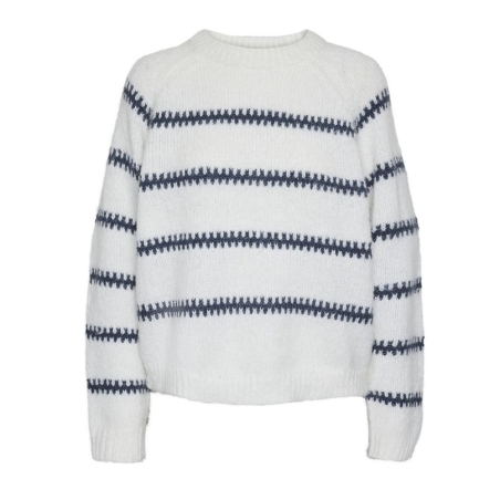Pull Blanc/Marine Femme Pieces Sonja