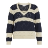 Pull Beige/Marine Femme Vila Lolise