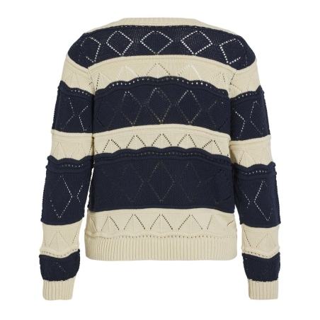 Pull Beige/Marine Femme Vila Lolise