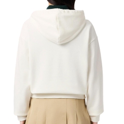 Sweat à Capuche Blanc Femme Lacoste polaire surdimensionné
