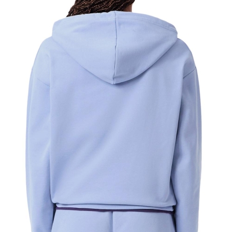 Sweat à Capuche Bleu Femme Lacoste polaire surdimensionné