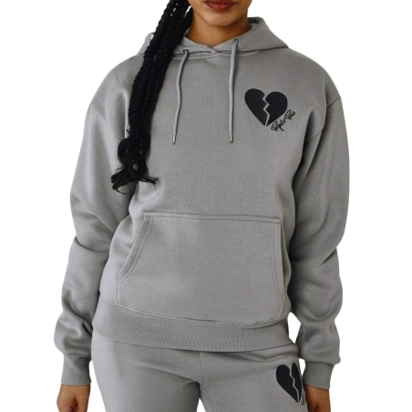 Sweat à Capuche Gris Foncé Femme Project X Paris à Cœur Brise