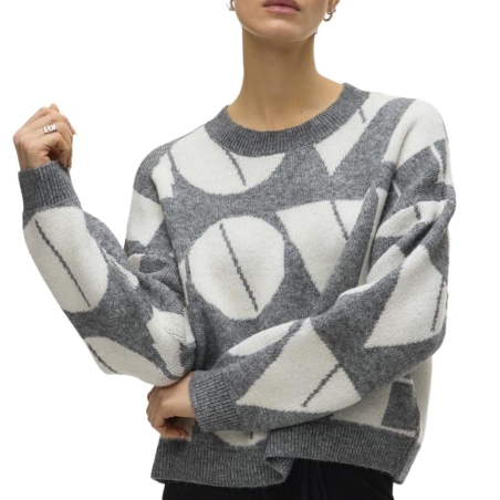 Pull Blanc/Gris Femme Vero Moda Love
