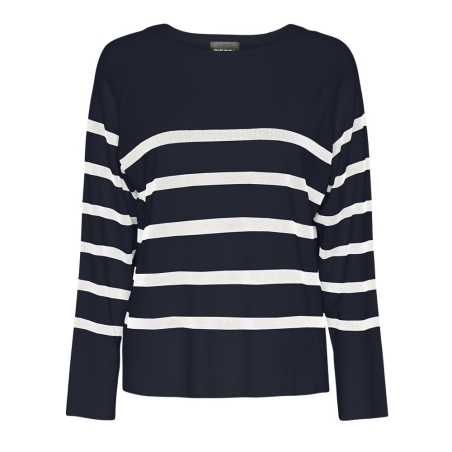Pull Marine/Blanc Femme Pieces Sia