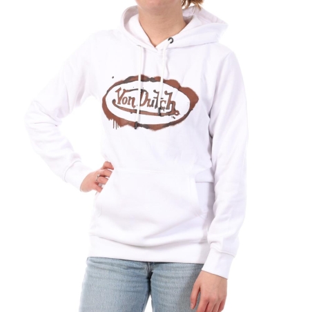 Sweat à Capuche Blanc Femme Von Dutch Uni Print