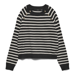 Pull à Rayures Noir/Blanc Femme Vero Moda Happy Button