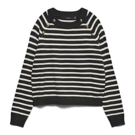 Pull à Rayures Noir/Blanc Femme Vero Moda Happy Button