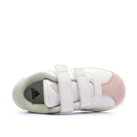 Baskets Blanches/Roses/Grises Fille Adidas Court 3.0