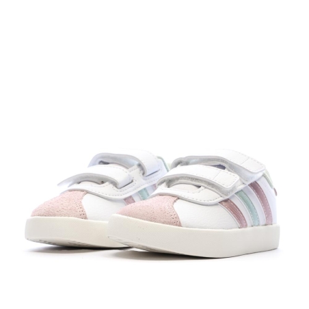 Baskets Blanches/Roses/Grises Fille Adidas Court 3.0