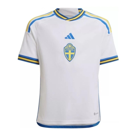 Suède Maillot de foot Blanc/Bleu/Jaune Garçon Adidas 2022