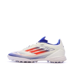 Chaussures de Foot Blanc/Bleu Adidas F50 League TF J
