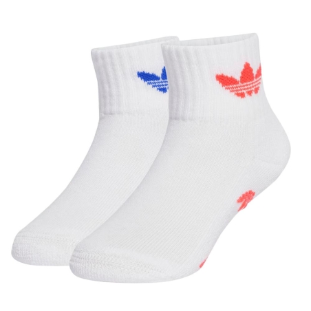 Lot de deux Paires de socquettes Blanches/Bleu/Orange Enfant Adidas Ant Slip