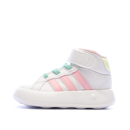 Baskets Blanches/Roses/Turquoises Fille Adidas Grand Court Mid