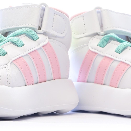 Baskets Blanches/Roses/Turquoises Fille Adidas Grand Court Mid
