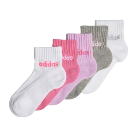 Lot de 5 Paires de chaussettes Blanc/Gris/Rose Fille Adidas IR8