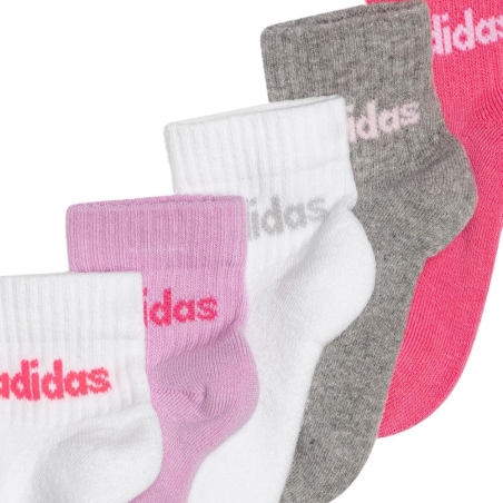 Lot de 5 Paires de chaussettes Blanc/Gris/Rose Fille Adidas IR8