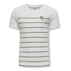 T-shirt Blanc/Vert/Doré Fille Kids ONLY Kogemily