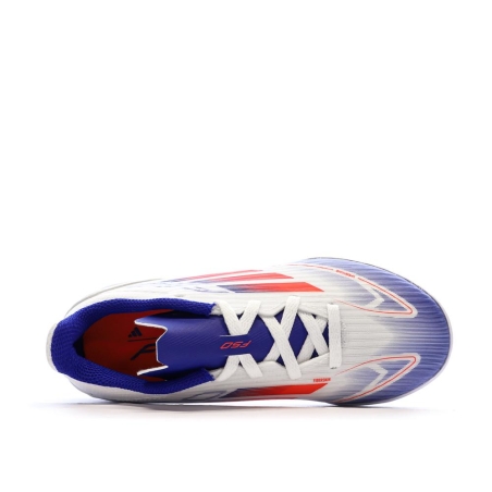 Chaussures de futsal Blanches/Bleu Garçon Adidas F50 League