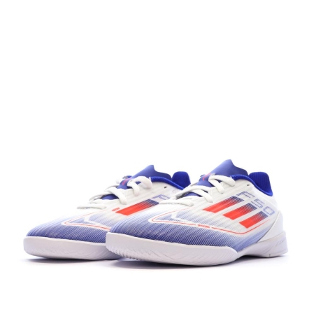 Chaussures de futsal Blanches/Bleu Garçon Adidas F50 League