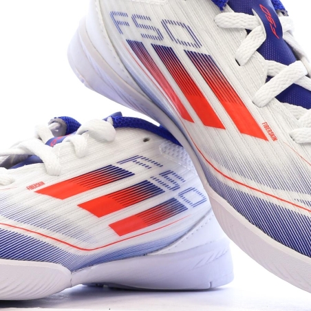 Chaussures de futsal Blanches/Bleu Garçon Adidas F50 League