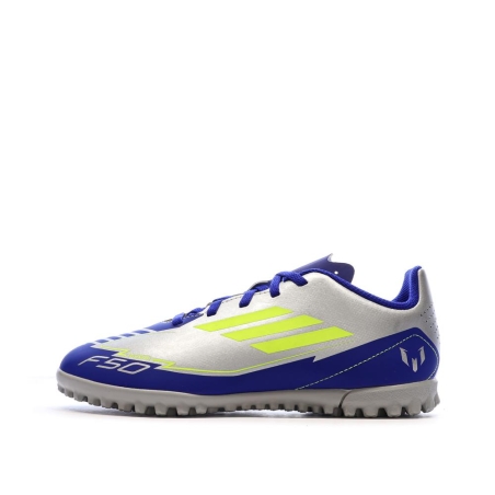 Chaussures de Foot Gris/Bleu Junior Adidas F50 Club TF J Messi