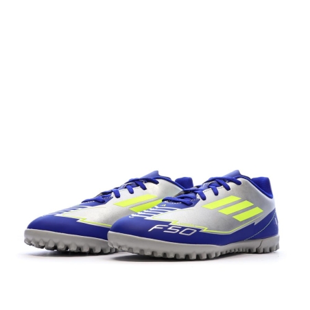Chaussures de Foot Gris/Bleu Junior Adidas F50 Club TF J Messi
