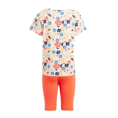 Ensemble survêtement orange Fille Adidas Cyc Short Tee S