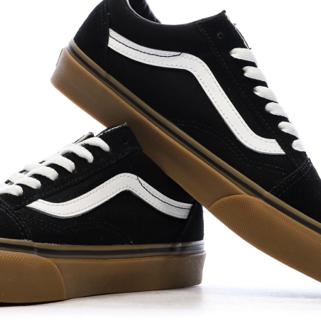 Baskets Noir/Marron Garçon Vans Old Skool