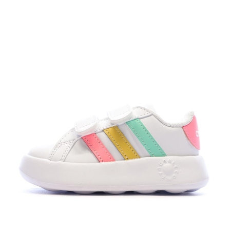 Baskets Blanches/Roses Fille Adidas Grand Court 2.0