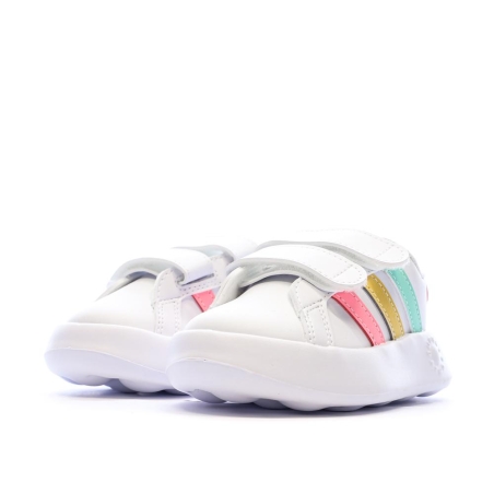 Baskets Blanches/Roses Fille Adidas Grand Court 2.0