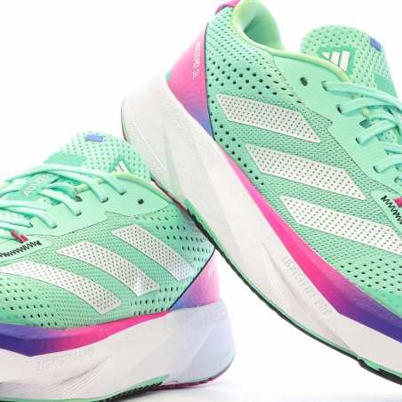 Chaussures de running Vertes/Roses Femme Adidas Adizero