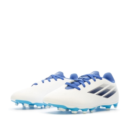 Chaussures de football Blanche/Bleu Garçon Adidas X Speedflow.4 Fxg J