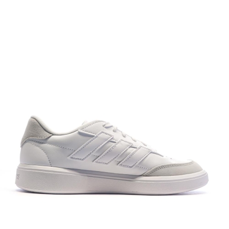 Baskets Blanc/Beige Enfant Adidas Courtblock