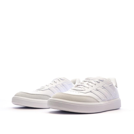 Baskets Blanc/Beige Enfant Adidas Courtblock