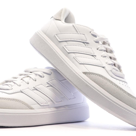 Baskets Blanc/Beige Enfant Adidas Courtblock