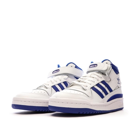 Baskets Blanches/Bleu Garçon Adidas Forum Mid