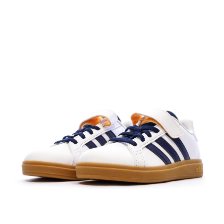 Baskets Blanche/Bleu Garçon Adidas Grand Court 2.0 El C